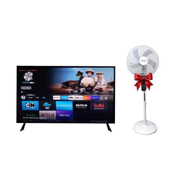 شاشة بلوتو LED 75 بوصة 4K بدون فريم - سمارت أندرويد - ضد الكسر + مروحه بلوتو ستاند 18 بوصة 🎁