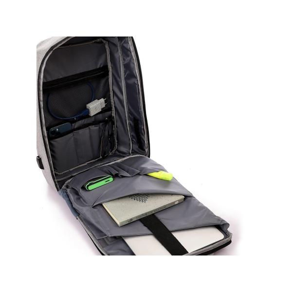 شنطة الظهر البيزنس 3 في 1 مضادة للسرقة مع مخرج USB ومكان للابتوب مقاس 17 بوصة - رمادي