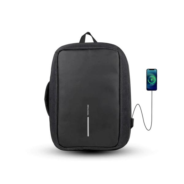 شنطة الظهر البيزنس 3 في 1 مضادة للسرقة مع مخرج USB ومكان للابتوب مقاس 17 بوصة - اسود