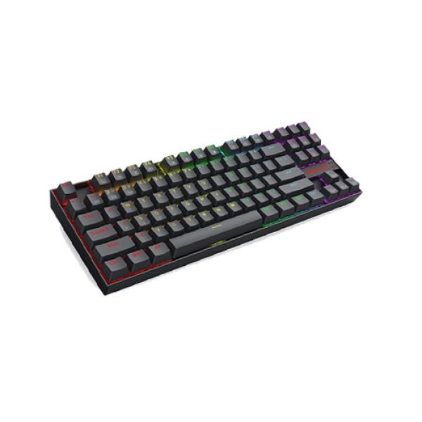 كيبورد العاب ميكانيكي K552 كومارا من ريدراجون، مفاتيح بلون أزرق وإضاءة خلفية بألوان قوس قزح، 87 مفتاح مقاس TKL، عربية وإنجليزية، أسود، USB