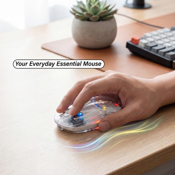 ماوس زيروتك  RGB  شفاف وايرلس-بلوتوث-ابيض (ZPCM-WLW)