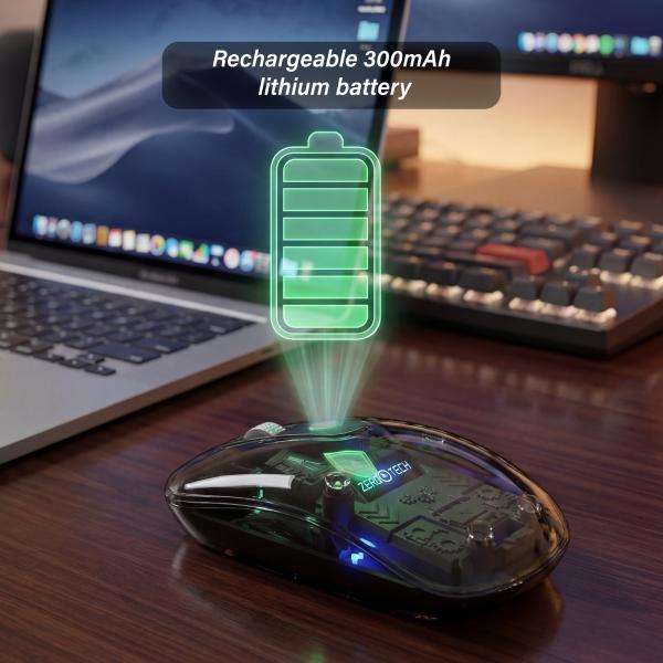 ماوس زيروتك RGB  شفاف وايرلس-بلوتوث-اسود (ZPCM-WLC)