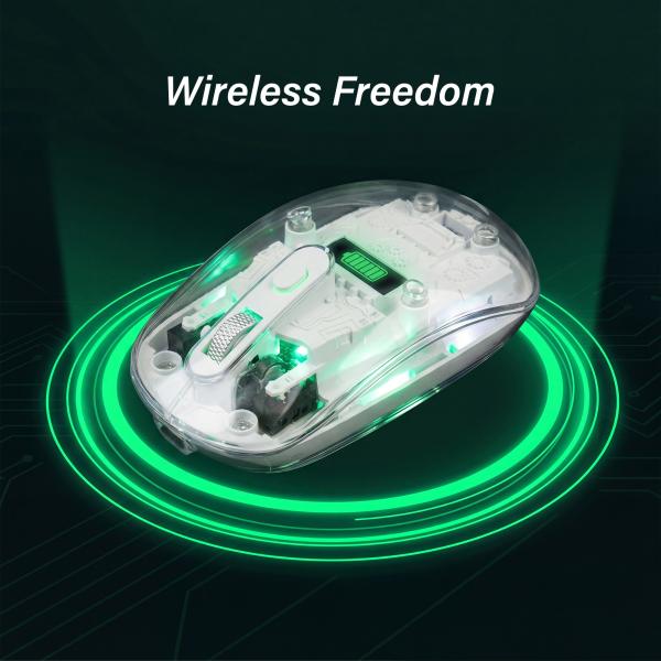 ماوس زيروتك  RGB  شفاف وايرلس-بلوتوث-ابيض (ZPCM-WLW)