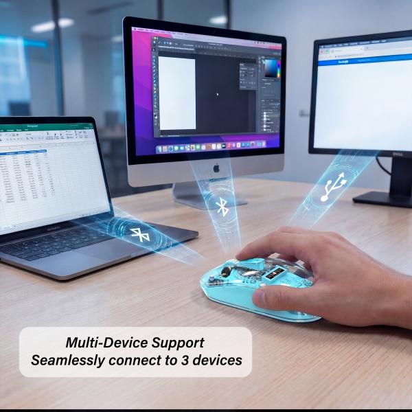 ماوس زيروتك RGB  شفاف وايرلس-بلوتوث-ازرق (ZPCM-WLB)