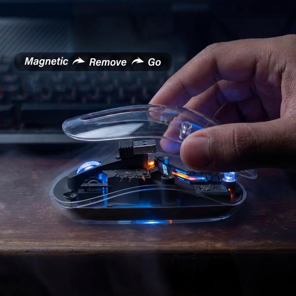 ماوس زيروتك RGB  شفاف وايرلس-بلوتوث-اسود (ZPCM-WLC)