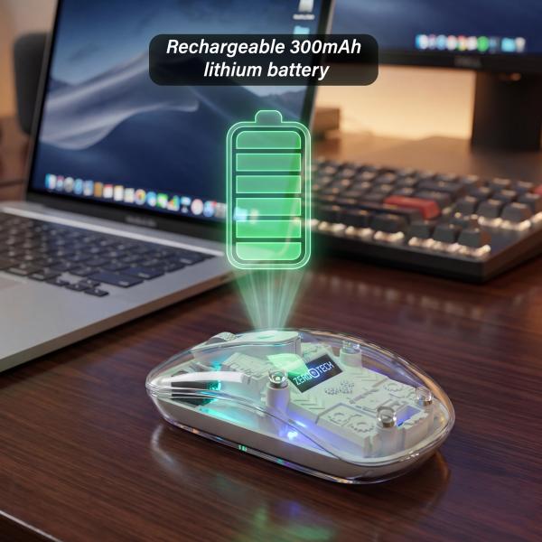 ماوس زيروتك  RGB  شفاف وايرلس-بلوتوث-ابيض (ZPCM-WLW)