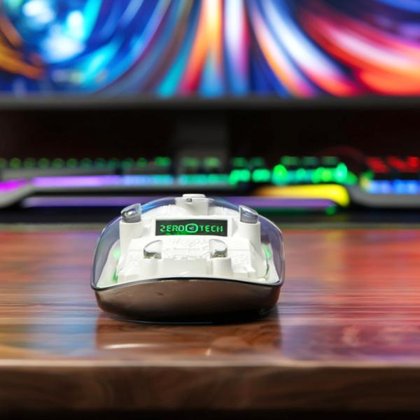 ماوس زيروتك  RGB  شفاف وايرلس-بلوتوث-ابيض (ZPCM-WLW)