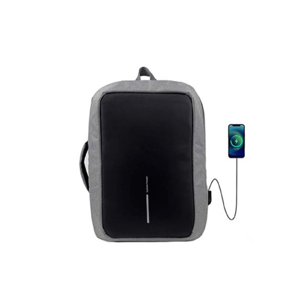 شنطة الظهر البيزنس 3 في 1 مضادة للسرقة مع مخرج USB ومكان للابتوب مقاس 17 بوصة - رمادي