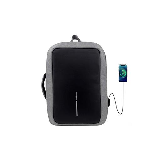 شنطة الظهر البيزنس 3 في 1 مضادة للسرقة مع مخرج USB ومكان للابتوب مقاس 17 بوصة - رمادي