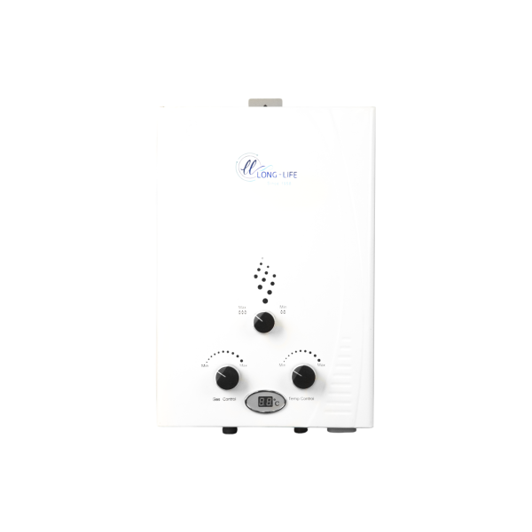 سخان 6 لتر هيت برو ابيض غاز بدون مدخنة بالأدابتور