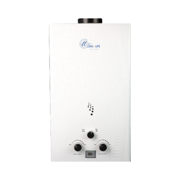 سخان 10 لتر هيت برو أبيض (غاز / أنبوبة) بالأدابتور