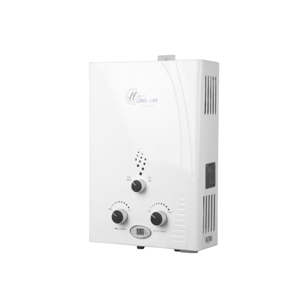 سخان 6 لتر هيت برو ابيض غاز بدون مدخنة بالأدابتور