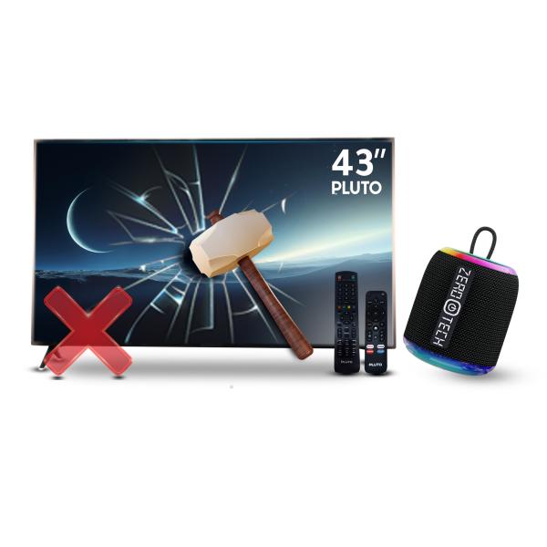 شاشة بلوتو 43 بوصة سمارت WebOS ضد الكسر + سبيكر مينى اسود ZPCS-P225BK RGB هدية 🎁