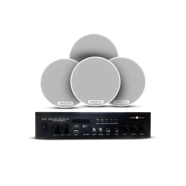 عدد 4 سماعات سقف 6وات+ امبيلفير  60 وات (ZTPA-66CE-V2W + ZTPA-6022D)