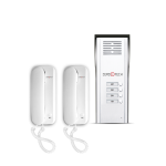 Audio intercom for villas and buildings up to 4 apartments Includes an external unit with 4 lines + 2 handsets (Up to 2 additional handsets can be added to the same system)