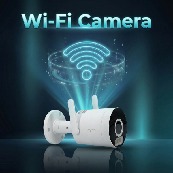 Wireless Outdoor Wi-Fi Camera, connects directly to the router, 4MP, built-in microphone and speaker, color night vision, sound or motion sensor, blue and red siren on alarm (ZTWF-R40)