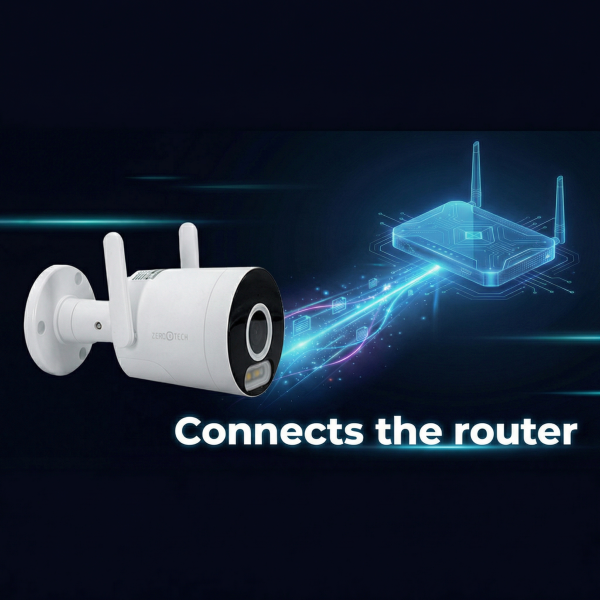 Wireless Outdoor Wi-Fi Camera, connects directly to the router, 4MP, built-in microphone and speaker, color night vision, sound or motion sensor, blue and red siren on alarm (ZTWF-R40)