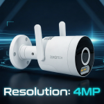 Wireless Outdoor Wi-Fi Camera, connects directly to the router, 4MP, built-in microphone and speaker, color night vision, sound or motion sensor, blue and red siren on alarm (ZTWF-R40)