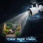 Wireless Outdoor Wi-Fi Camera, connects directly to the router, 4MP, built-in microphone and speaker, color night vision, sound or motion sensor, blue and red siren on alarm (ZTWF-R40)